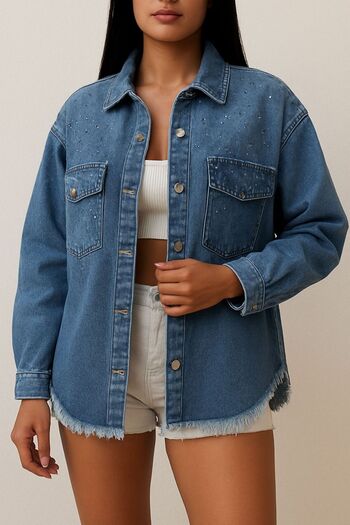 DEMOİSELLE Women's Stoned Denim Jacket