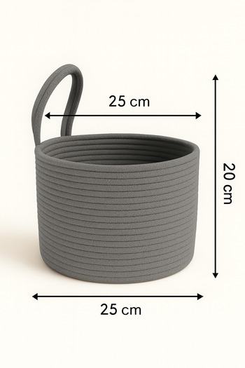 MaVaux Asep Hanging Rope Hand-Woven Bathroom Basket 25X20Cm Wall-Mountable Multi-Purpose Organizer and Storage