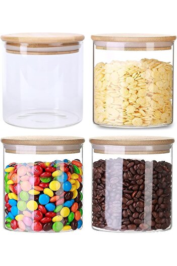 Hope Glass Storage Jars with Airtight Lids, 600ml, Set of 4