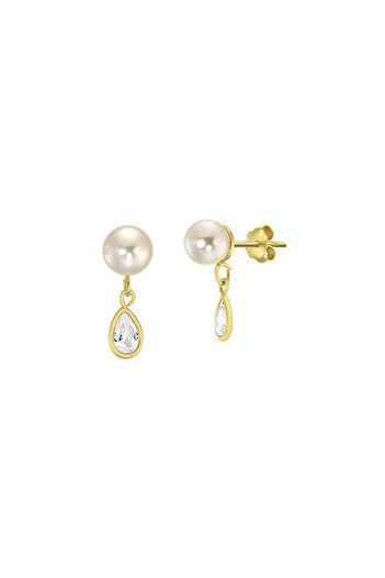 ohmygod jewelry 925 Argint Silver earrings gold plated with crystals and pearls – Caroline