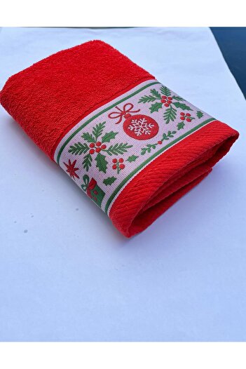 Ellaline Christmas Towel 100% Cotton Christmas Concept Hand, Face and Kitchen Towel Red 50X90Cm 1 Piece