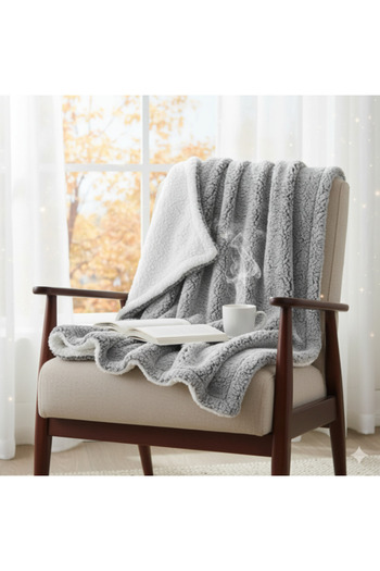eDebara Decorative Blanket with Fur-like Two Sides Gray and White for Armchair and Sofa 160x130cm