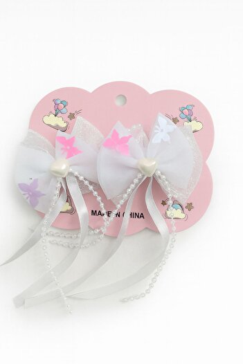 ByBest Beauty Bow with Pearl Detail, 2-Piece Clasp with Hanging Elements