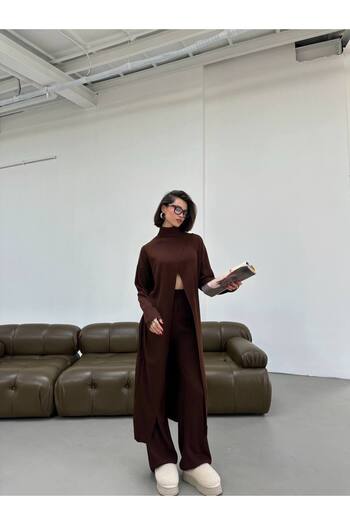 RM Collect Double-Breasted High-Neck Blouse-Pants Set
