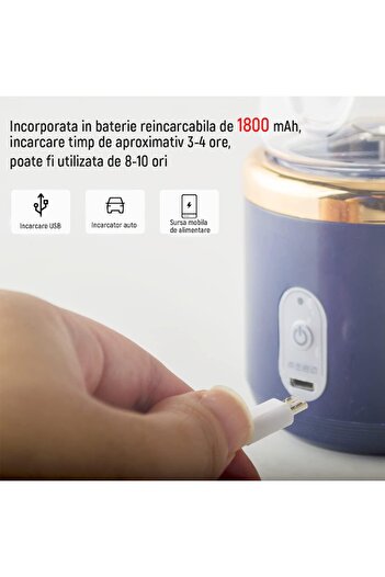 dalimag Mini wireless electric blender, 2 jars x 400ml, 6 stainless steel blades, portable, 1200mAh, OUYLAF,
