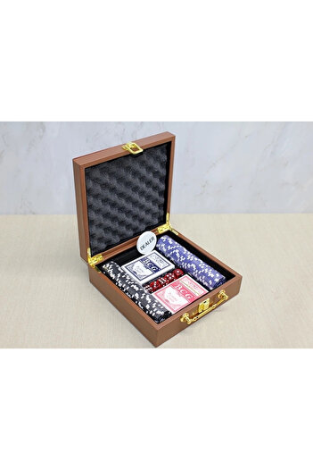 Epilons Poker game alk4228 with leather case 100 chips and 2 playing cards