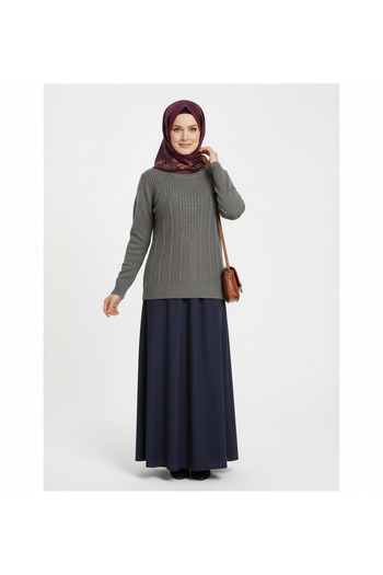 Oppland Women's Winter Knitwear Sweater Crew Neck Beaded Comfortable Full Fit