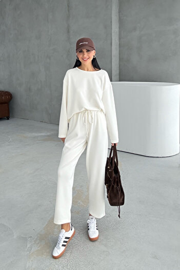 Seda Yalçın Atelier Ecru Long Sleeve Elastic Waist Modal Set