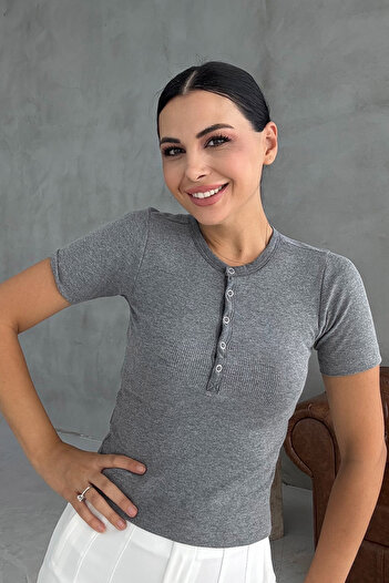 Seda Yalçın Atelier Gray Short Sleeve Snap Body