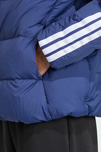 adidas Erkek Mavi Mont Essentials Climawarm 3-Stripes Puffer Down