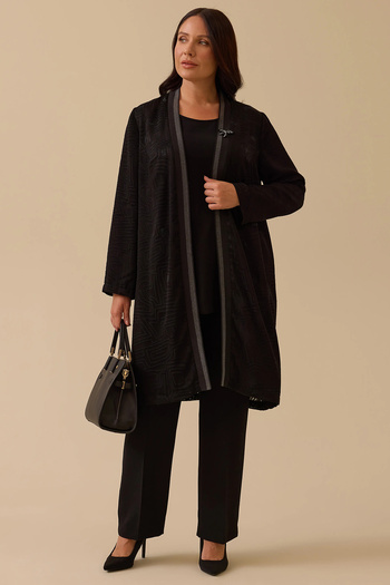 Gala-Xi Galaxi Women's Plus Size Patterned Cardigan Set 4001 Black