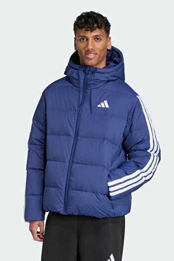 adidas Erkek Mavi Mont Essentials Climawarm 3-Stripes Puffer Down