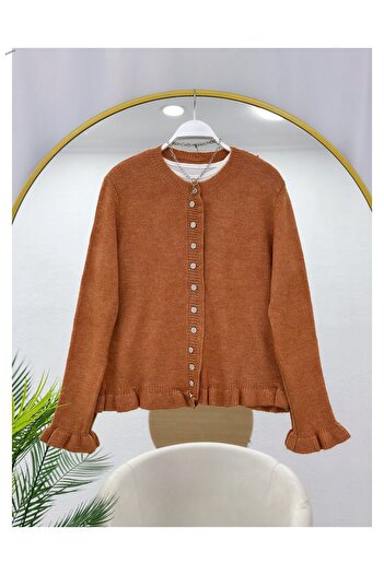 YEDİLALE Flower Buttoned Cardigan Creepe Skirt Double Set [Cardigan Std, Skirt Size]
