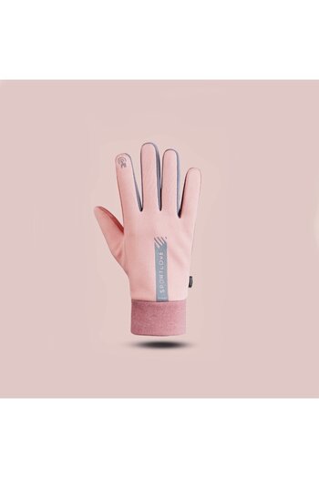 PriStyle Velvety Women's Gloves, Autumn-Winter, Touch Sensitive Function, Wind-Water Resistant, Warm, Pink, P