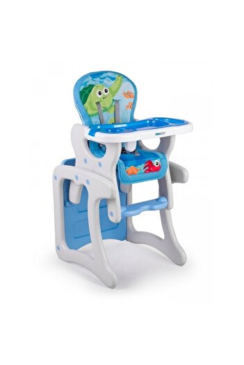 Ricokids Scaun înalt convertibil Teri 3 în 1 - Albastru/Gri | Ham de siguranță cu funcție de înclinare, 6 luni - 3 ani