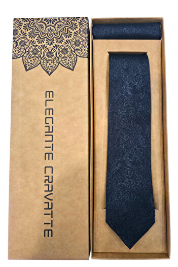 Elegante Cravatte Slim Fit Shawl Pattern Anthracite Color Tie - Special Boxed