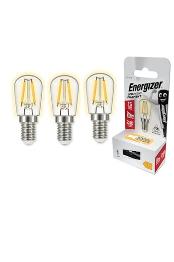 Energizer Set of 3 LED refrigerator bulbs, Energizer, Pygmy Filament, E14, 2W, 3000K, 240 lumens, warm light,