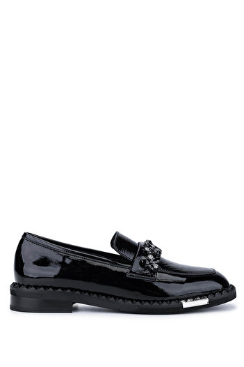 Tamer Tanca Women's Genuine Leather Black Patent Leather Loafers