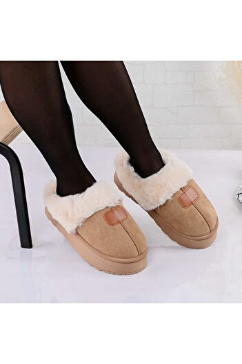 Tmall Women's Slippers, Made of -Suede Leather, With Fur, PD1050, Khaki