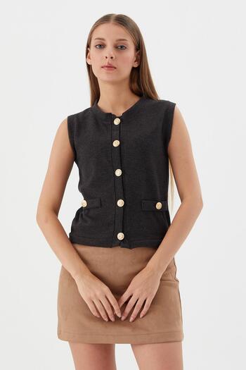 Shopping Shop Anthracite knit vest blouse
