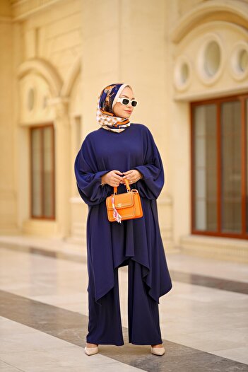 NS Moda Hijab Elena Set Navy Blue Model-552