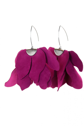 HAIArt Handmade leather floral earrings - Magenta