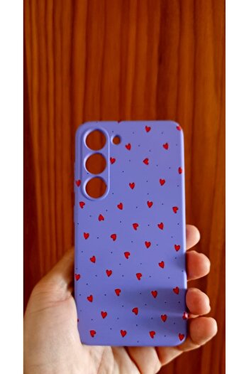 Newon Samsung Galaxy S23 Heart Printed Inside Velvet Silicone Phone Case Cover