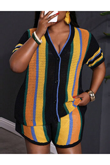 SHEIN Curve+ suit, mix colors