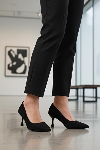AYAKMOD 695033 Z Black Suede Women's Heeled Shoes