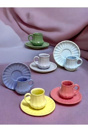 Yumuk Shop 6-Person 12-Piece Luxury Colorful Zerrin Coffee Cup Set