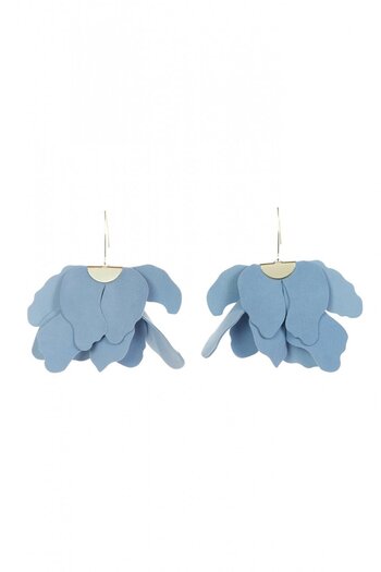 HAIArt Handmade leather floral earrings - Grayish blue