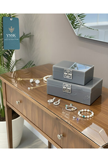 YNSK Decorative Glass Jewelry Box Set of 2 |   Jewelry & Accessories Storage Box |   Stylish Modern Glass Box |