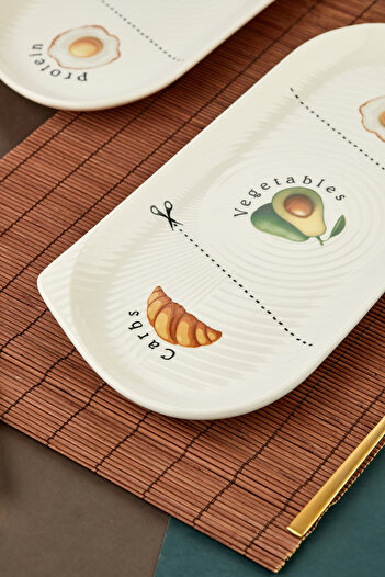 EMBazaar 2-Piece Rectangular Balanced Nutrition Plate/Diet Plate/Healthy Meal Serving Presentation Balance Motivation