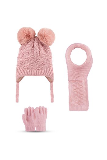 Kitti 1-4 Years Baby Girl & Child Scarf Beanie Gloves Set of 3