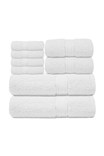 Hotel Linen Klub 8 - Piece Premium 100% Cotton Terry Towel Set – 2 Bath Towels, 2 Hand Towels & 4 Face Towels