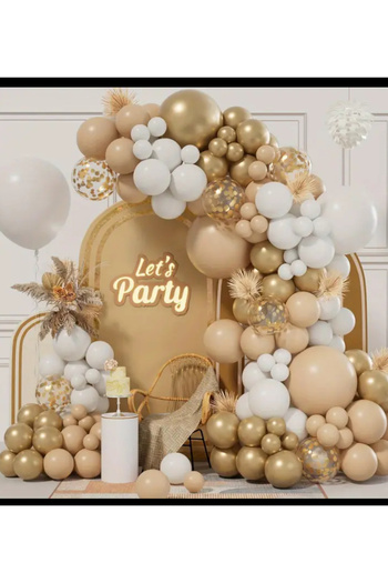 Çemrek Süs Parti Desert Sand White Gold Chrome Transparent Sequin Balloon Chain Set 100 Pieces