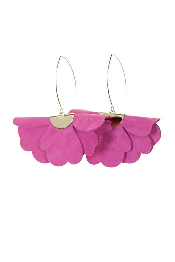 HAIArt Handmade leather floral earrings - Barbie pink