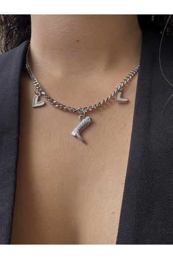 M Miel Women's Heart Cowboy Boot Charm Necklace