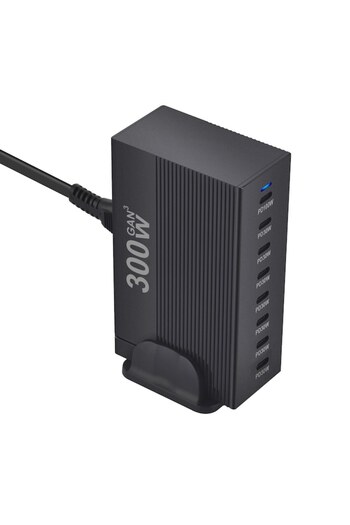 rikbo GaN3 300W Charging Station 8 in 1, Fast Charging USB-C PD, 100W + 30W Quick Charging USB Type-C for