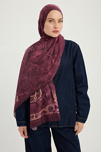 Schaless Endless Love - Burgundy - Efilia Patterned Shawl - 70X190 cm