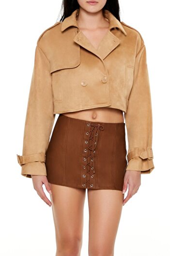 Forever 21 Suni Süet Kısa Trençkot