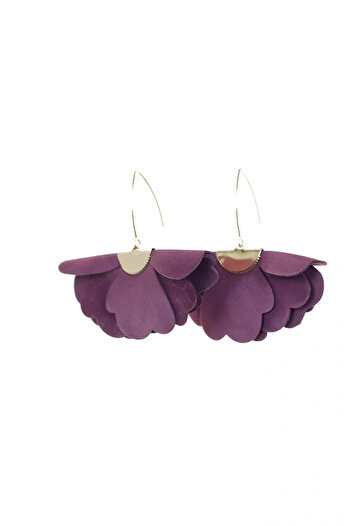 HAIArt Handmade leather floral earrings - Orchid