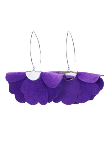HAIArt Handmade leather floral earrings - Purple