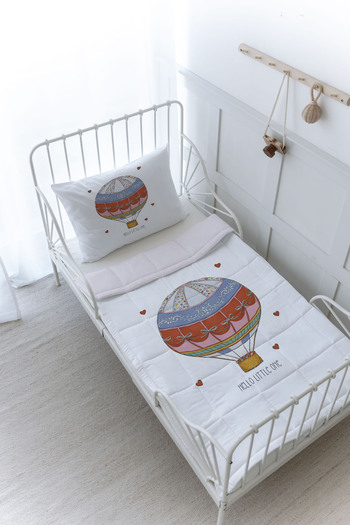 Tuğba Kuğu Organic Printed Baby Size (100X150) Quilt Set - Zezig X Royal Series - Pink