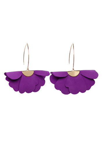 HAIArt Handmade leather floral earrings - Imperial Purple