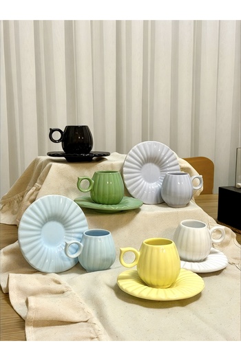 Yumuk Shop 6-Person 12-Piece Luxury Pure Colorful Coffee Cup Set