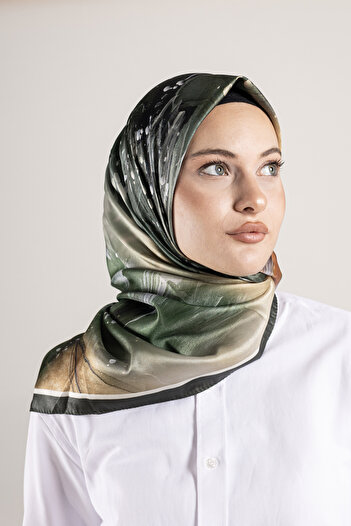 Akel Digital Crystal Patterned Scarf 95X95 – Pastel Pattern-5