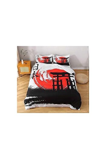 OEM Set Lenjerie de Pat 3 Piese – Model Torii Japonez, 200x200 cm, Bumbac