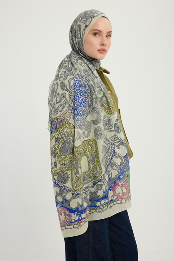 Schaless Endless Love - Green - Efilia Patterned Shawl - 70X190 cm