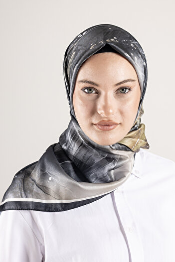 Akel Digital Crystal Patterned Scarf 95X95 – Pastel Pattern-5